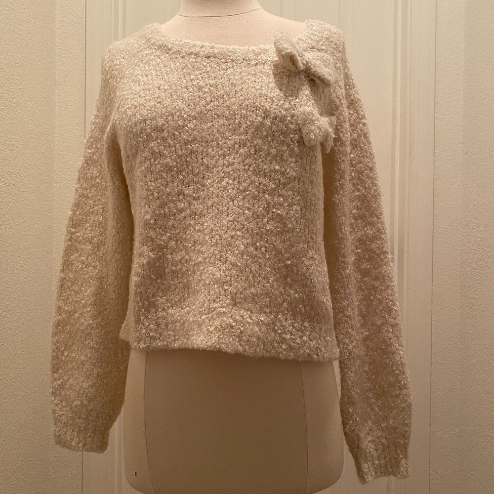 liz lisa - cream knit sweater with two bows